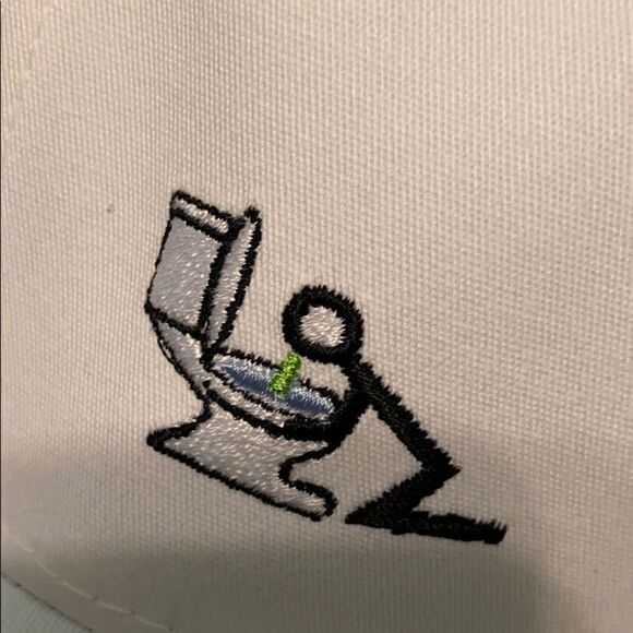 NIP Rowdy Ralphy Ball Cap w/ puking guy White L/XL - Picture 2 of 7